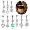 Butterfly Zircon Belly Button Rings Stainless Steel Heart Pendant Navel Piercing Barbell For Women Belly Ring Beach Jewelry