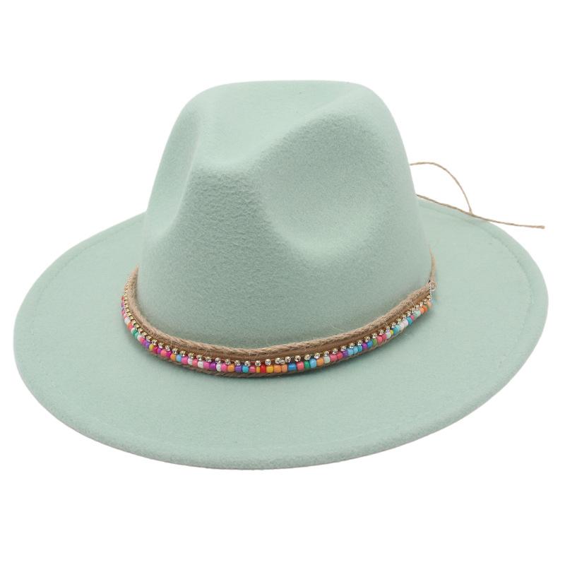 Pălărie înaltă Stil Etnic Lanț de Mărgele Lucrat Manual Pălărie Jazz Pălărie Fedorado pentru Spectacol Culoare Pălărie