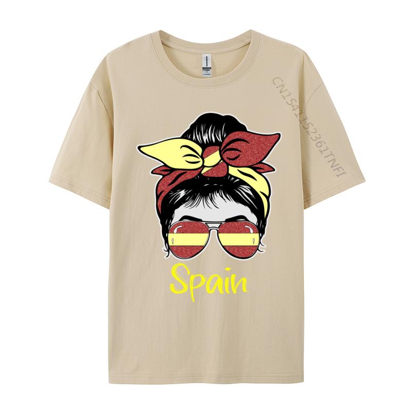 Spain Flag Heart Heartbeat For Spain Men Girl Cute Men's Top T-Shirts Tops Shirt Printed Tops Shirts Camisas Basicas Hombre