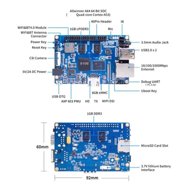 M64 64-Bit Quads Cores A64 Mini Single Board Computer BPi-M64 Banana Pi Development Board