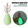 1-10pcs Luminous Fishing Lure 11/22/30/45/60g Hard Squid Jig Hook Octopus Crank Artificial Jig Cuttlefish Bait Fishing Accessory