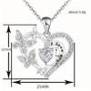 Female Crystal White Purple Zircon Stone Heart Butterfly Pendant Necklace Vintage Silver Color Wedding Jewelry For Women