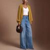 Women S Casual Mustard Yellow Solid Long Sleeve Cardigan Sweater