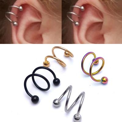 Joyas de Acero Inoxidable Doble Espiral para Cartílago de Oreja y Labio