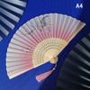 Vintage Chinese Style Folding Fan Bamboo Hand Fan Wooden Shank Classical Dance Fan With Tassel Elegent Female Fan Home Decor