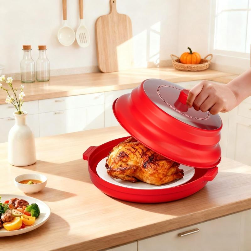 Multifunktionale Mikrowellen-Heizabdeckung Faltbares Design mit Basis Wärmespeicherung Lebensmittelabdeckung Küchen-Heizzubehör für Zuhause