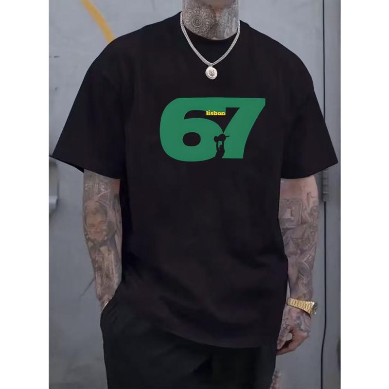 

Lisbon 67 Celtic Glasgow Crest Mens T-Shirt - Green And Golden Design, Iconic Number 67 Print, Casual Fanwear, All Seasons Tee S чёрный