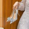 French Crystal Diamond Wedding Shoes Female Lead Wedding Dress Show Two Wear Bridal Shoes Girl Princess Banquet Versatile Stilettos