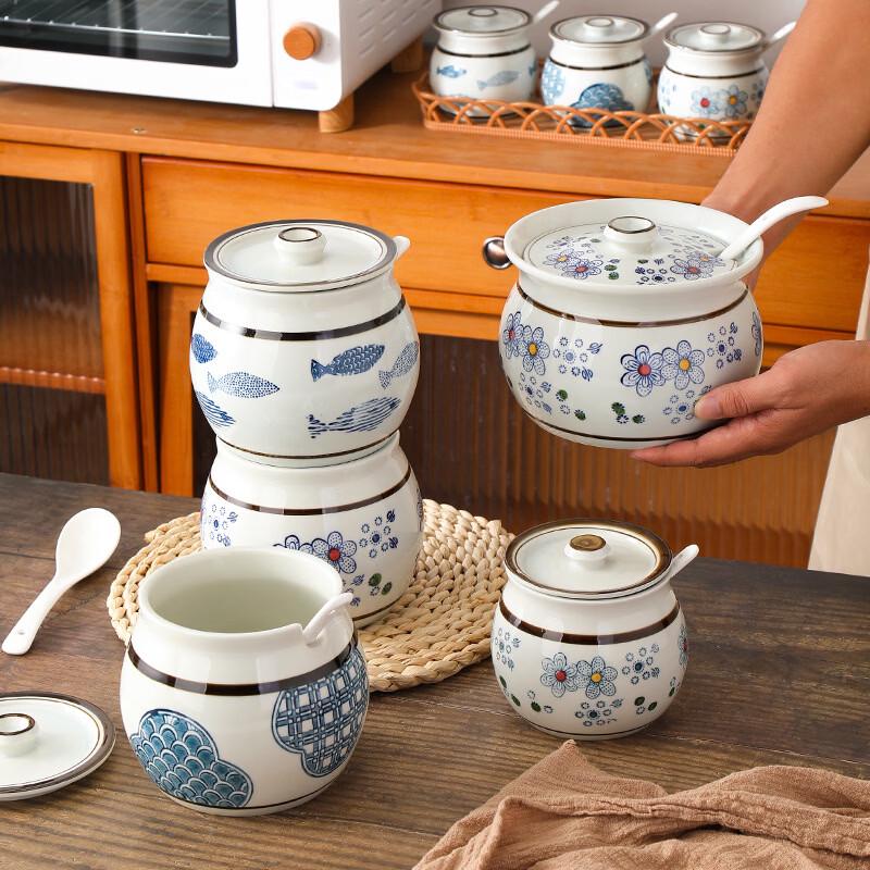 Hand-Painted Ceramic Kitchen Storage Jar