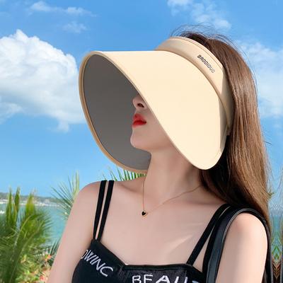 Sommer Große Krempe Leerer Top Hut Outdoor Sonnenschutz Hut Damen Anti-UV Gesicht bedeckender Sonnenschutzhut Strandhut Sonnenblende Hüte