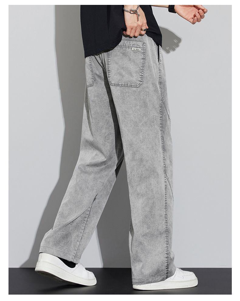 Men's Summer 2026 Snowflake Tencel Jeans - Thin, Loose, Straight-Leg, Trendy American Style, Washed Casual Long Pants