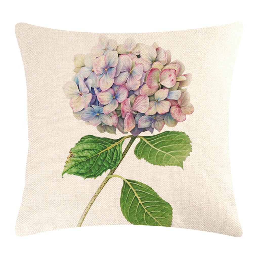 Elegant Print Hydrangea Throw Pillow Cover with Delicate Flower Pattern Linen Pillowcase Mother Day Cushion Case