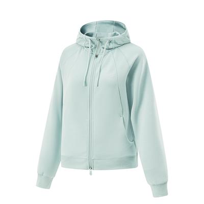 Li Ning Fitness Serie Sport Casual Effen Kleur Met Capuchon En Ritssluiting Trainingssweatshirt Dames Sweatshirt Grijs-Groen AWDV412-5
