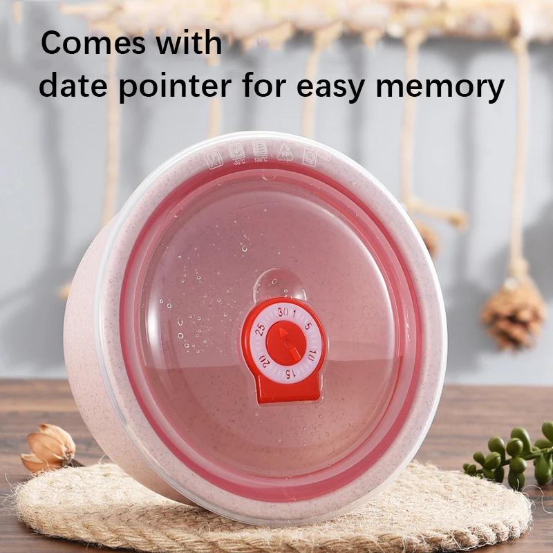 3pcs Wheat Straw Fresh-keeping Bowl Three-piece Set with Lid for Home Microwaveable Plastic Round Lunch Box