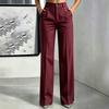 Women's Striped Loose Fit Straight Leg Dress Pants with Pockets and Button Closure for Casual and Wear