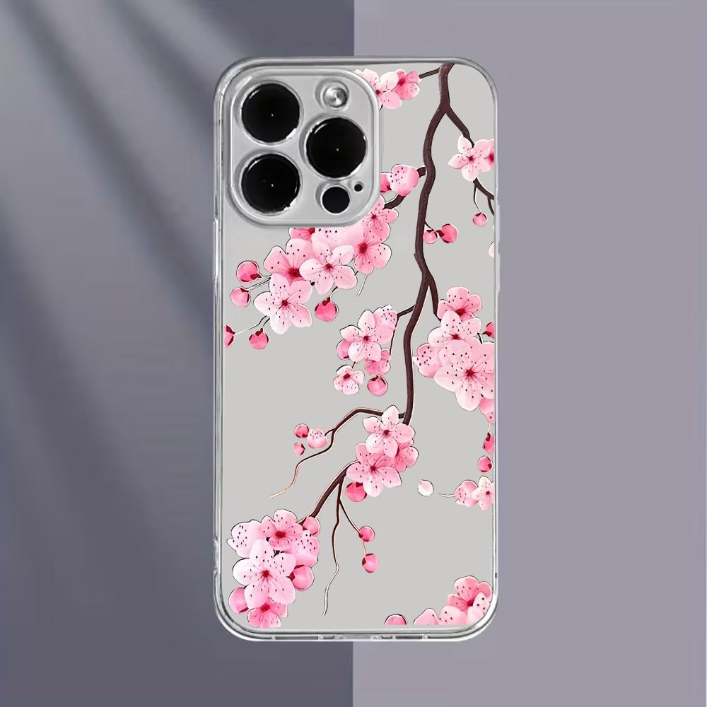Pink Cherry Blossoms Phone Case For IPhone 17 16 15 Pro 14 13 12 11 Pro Max 15 Plus 16e 17air Silicone Soft Clear Cases Shell