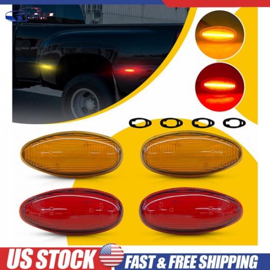 LED Side Marker Light Amber/Red For 01-14 Chevy Silverado 2500/3500HD Dually Bed
