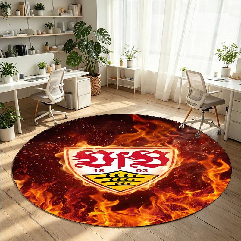 VfB Stuttgart Football Printed Round Crystal Velvet Rug Soft Non Slip Floor Carpet For Bedroom Holiday Gift
