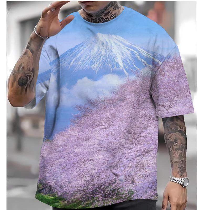 Summer Snow Mountain 3D Print T-Shirts Streetwear Men FashionCasual Oversized O-Neck Short Sleeved T Shirt Tees Tops Clothing