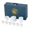 Light luxury suet jade white porcelain relief tea set business office teapot cover bowl reward gift