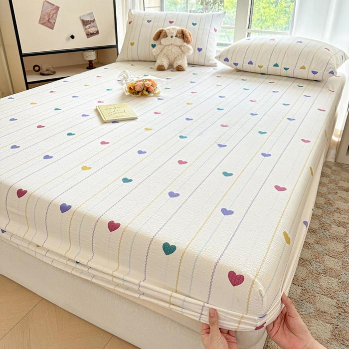 

2025 Single Item Bed Hat Class A High Grammage Cotton Double-layer Yarn Mattress Cover Korean Version Breathable Skin-friendly 48x74cm 2 pillowcase
