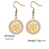 Seed of Life Chakra Flower Dangle Earrings Stainless Steel Gold Clear Zircon Round Earring Sacred Geometry Jewelry