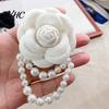 Elegant Flower Brooch Cloth Rose Vintage High Gloss Faux Pearl Chain Hat Shawl Scarf Bag Clothes Collar Women Girls Lapel Pin Fashion Accessories