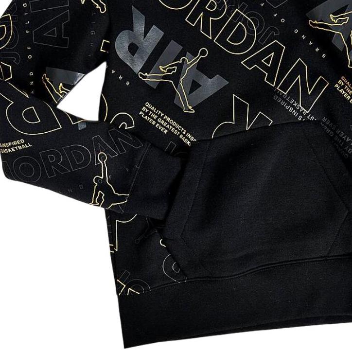 Jordan Letter Print Hooded Pullover Sweatshirt Kids sweatshirts Black 95C017-023