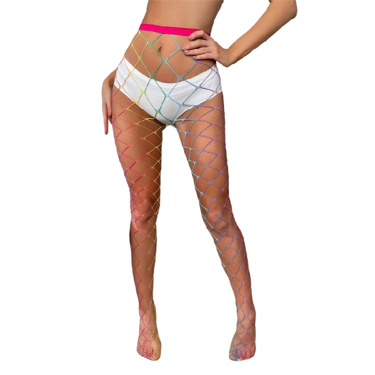 Women s Tights Colorful Fishnet Stockings.Ladies Hollowed out Mesh Rainbow Fishnet Pantyhose Female Club Party Hosiery 1