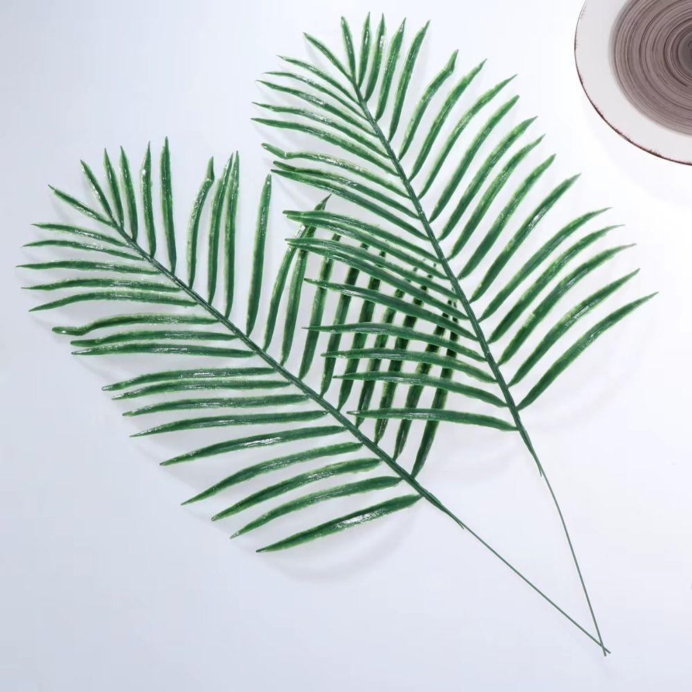 10Pcs Green Leaves Artificial Palm Leaves Flexible Branches Faux Greenery  Wedding Decor