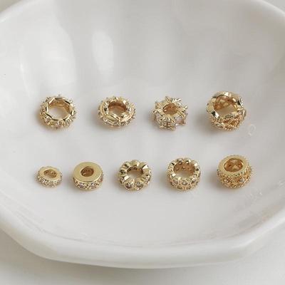 Colier Coroană Roată Dințată cu Zirconiu Placat cu Aur 14K Material pentru Mărgele Accesorii Bijuterii DIY