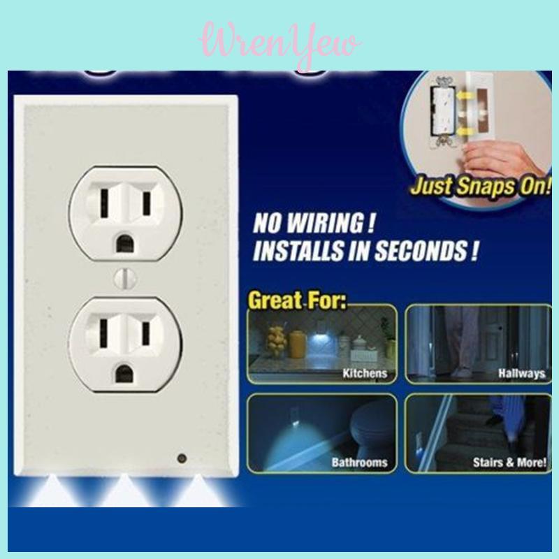 Smart Wall Outlet Cover Socket Plate With Automatic Led Night Light Sensor Function