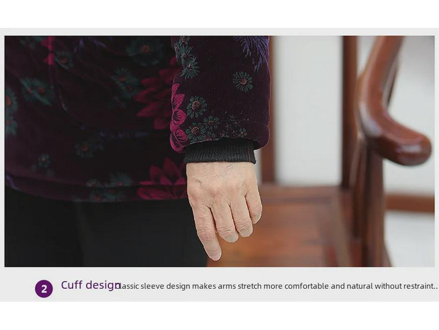 Babiččin zimní bavlněný kabát s kapucí: Dámská tlustá sametová manšestrová bunda 60+, teplé a polstrované svrchní oblečení