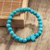 8MM Round Gemstones Bracelet With Turquoise Accent And Elephant Charm Perfect For Adding A Natural Touch To Outfits