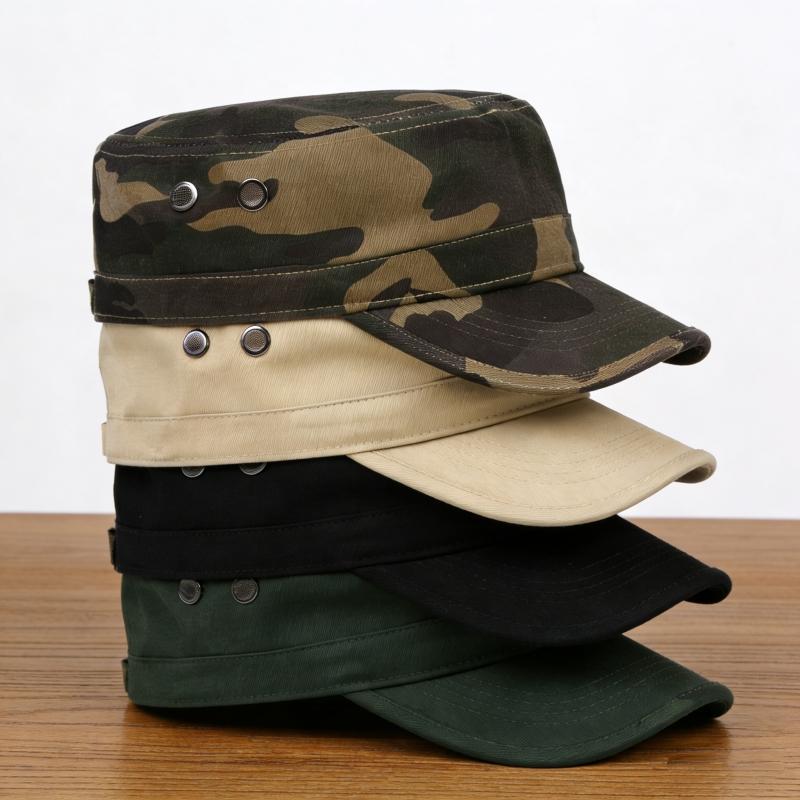 Flat Top Baseball Cap Unisex Adjustable Camouflage Military Hat Vintage Casual Breathable Outdoor Camo Cadet Combat Fishing Caps