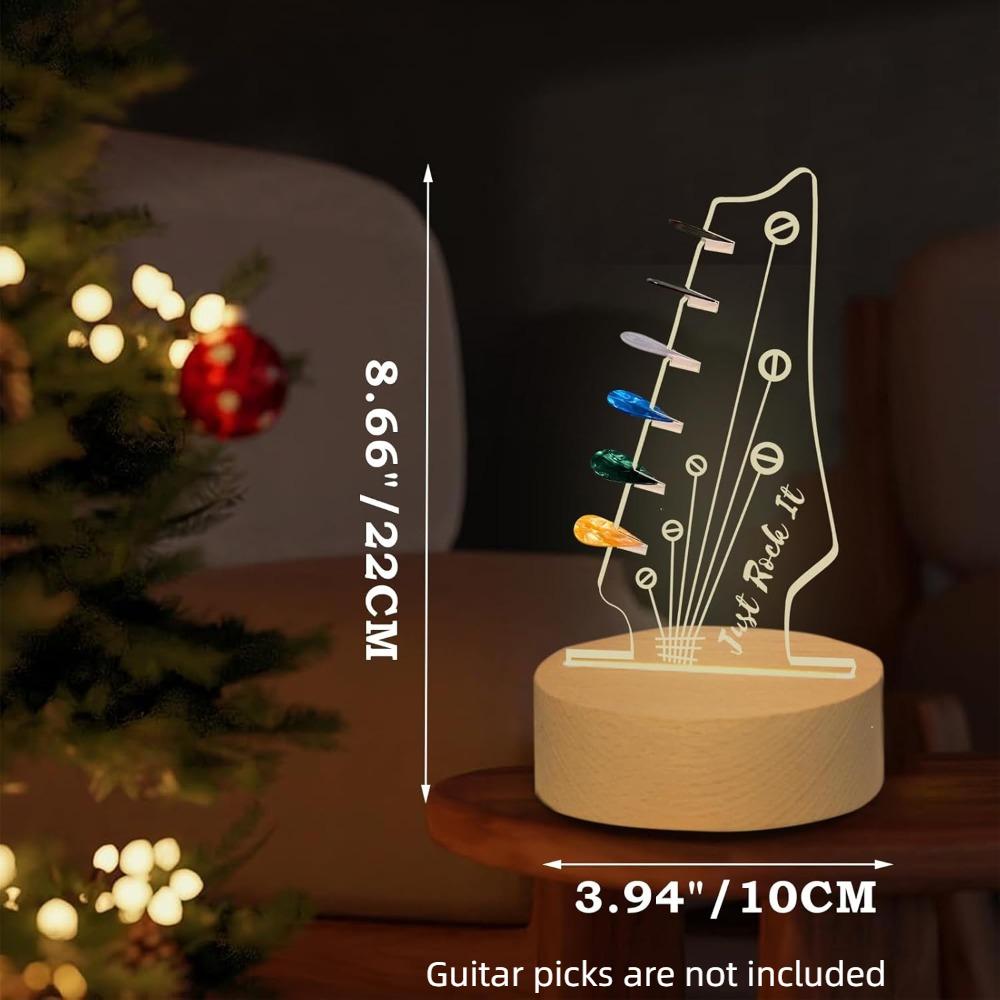 Wood Base Guitar Pick Holder Light Up Guitar Pick Storage Rack  For Guitarist