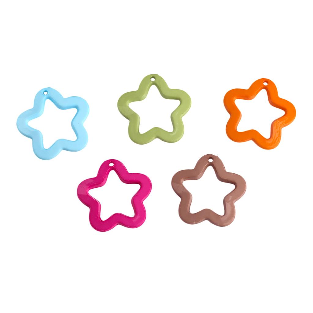 30x29mm Macaron Color Solid Hollow Cartoon Star Charms With Hanging Hole Acrylic DIY Earrings Ornaments Jewelry Accessories
