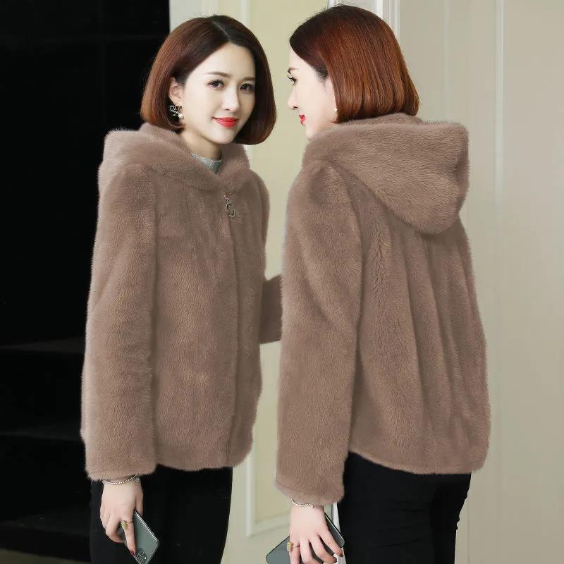 Hooded Fleece Women's Polar Fleece Sweater Cardigan Women's Autumn and Winter Loose Western Style Imitation Lamb Plush Jacket