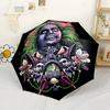 Beetlejuice Halloween Artwork Compact Travel Automatic Umbrella Folding Umbrella with 8 Ribs Durable Plastic & Iron Travel Essential Stylish