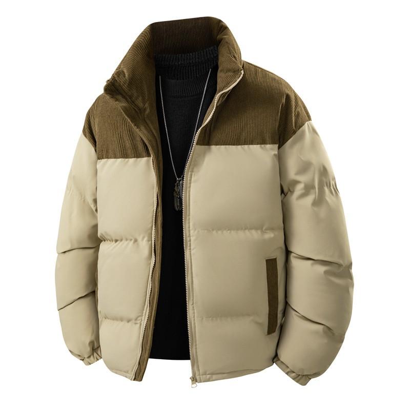 Unisex Winter Padded Cotton Jacket Thick Warm Loose Fit Stand Collar Casual Outerwear Men Women