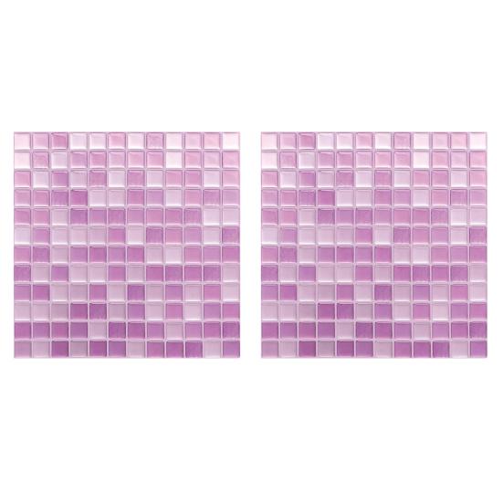 2Pcs Mosaic Wall Tile Stickers, 3D Self Adhesive Tile Stickers, Retro Waterproof And Oil-Proof Wall Decals, Peel And Stick Backsplash Decals