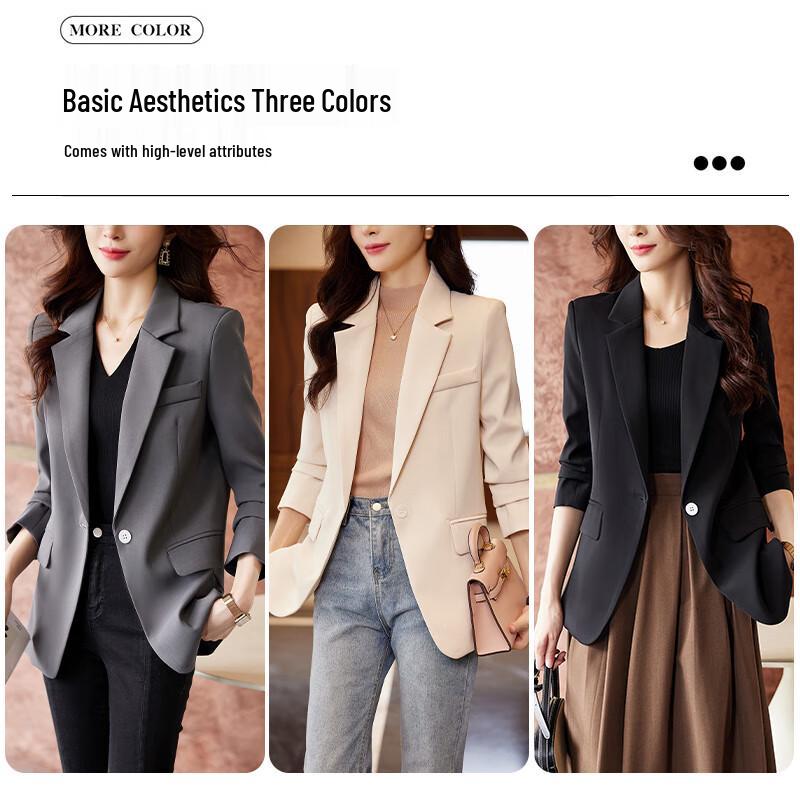 Damen Business Casual Blazer Jacke Lockerer Schnitt