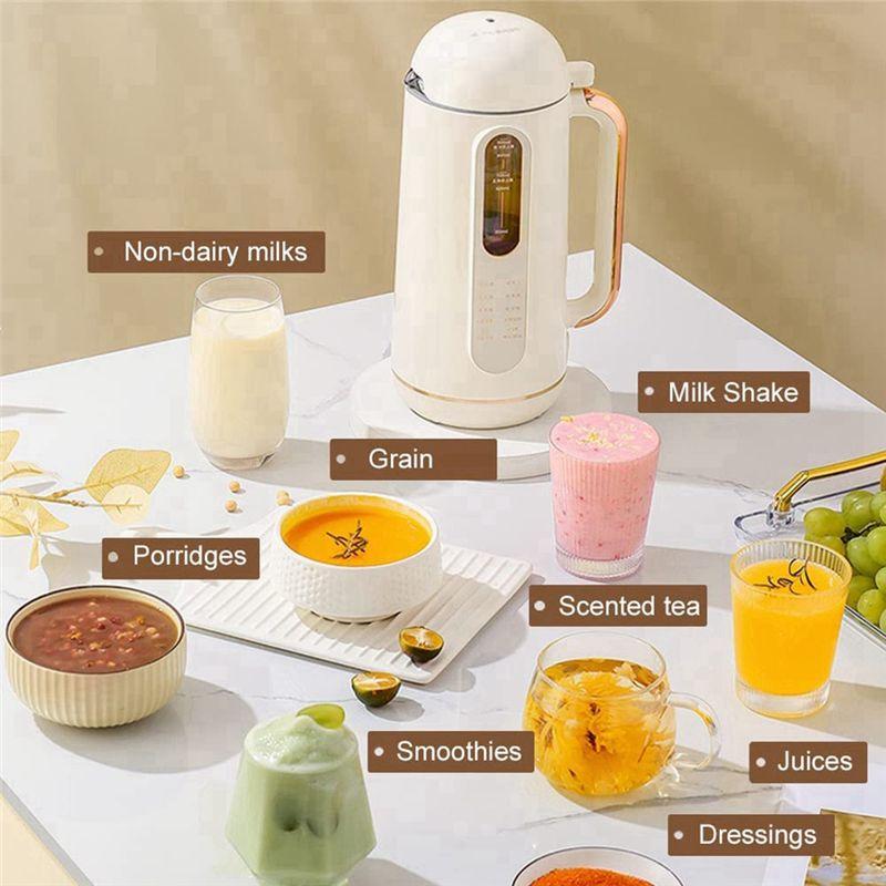 ABMH-Multi-Functional Nut Milk Maker Machine, Smart Automatic Cold/Hot Plant-Based Milk Machine, With Mesh Strainer US Plug