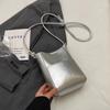 Mobile phone bag Mini small bag Women's 2025 new summer high-end silver messenger bucket bag Versatile shoulder bag