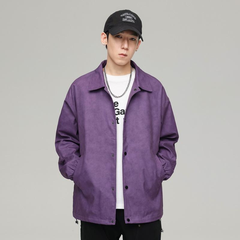 American retro trendy basic multi-color workwear loose casual waterproof bomber coach jacket
