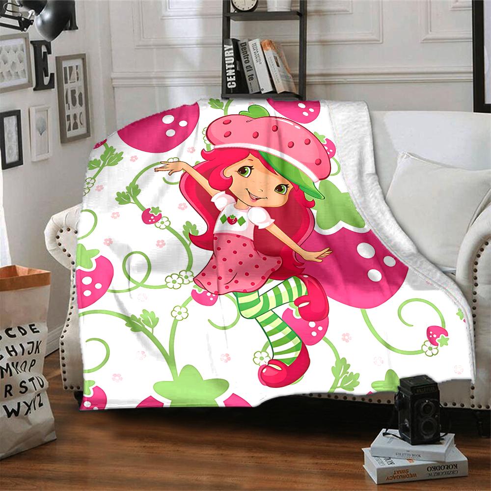 1Pc Strawberry Shortcake Party Blanket For Couch Bed Plush Cozy Fuzzy Blanket Super Soft Warm Blankets For Fall And Winter 0918252