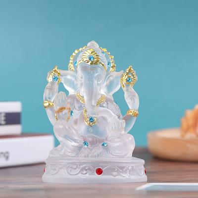 Ganéš hinduistický slon Bůh úspěchu Socha Pryskyřice Průhledná figurka Ornament