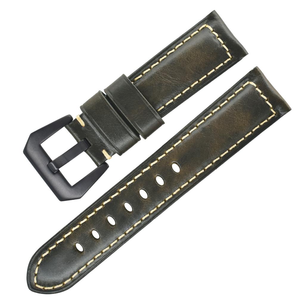 First Layer Genuine Cowhide Oil Wax Leather Business Watch Strap 18mm to 26mm Replacement for Cartier Watch Durable Wristband Accessory