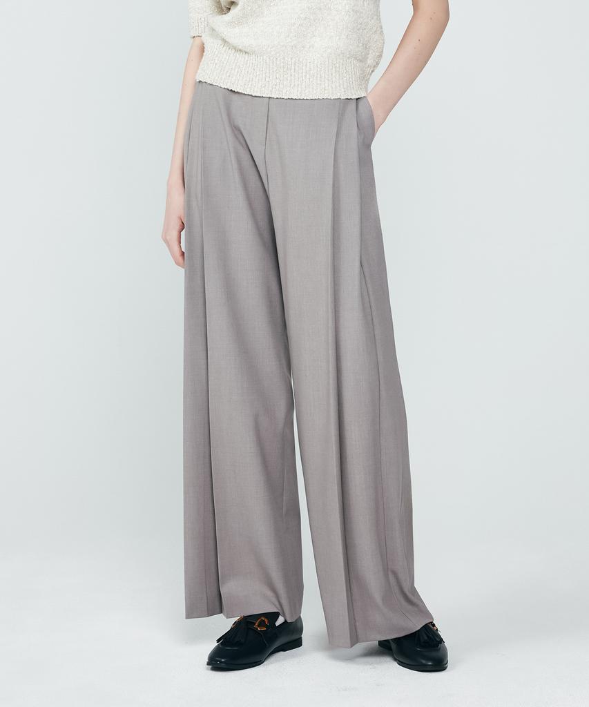 DEPASION Fluttered Wide Banding Slacks (Gray)