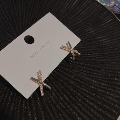 Elegante S925 Zilveren Oorbellen met Kruisstuds, Diamanten & Parels voor Dames - Niche Design, Internetfavoriet